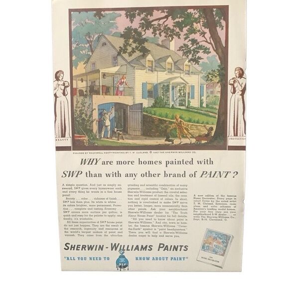 Vintage 1937 Sherwin-Williams Paints More Homes Painted Ad Advertisement - Picture 4 of 4